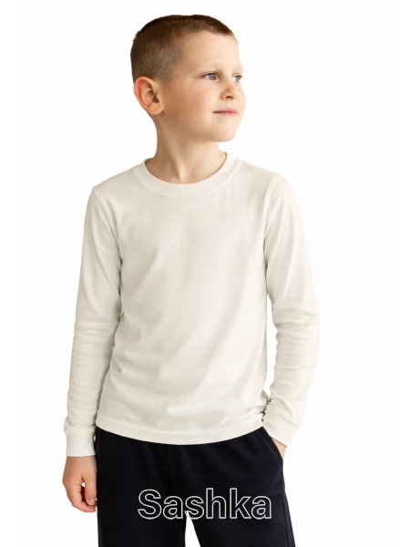 Лонгслів  для хлопчика Sashka трикотажний айворі, размер 104-176